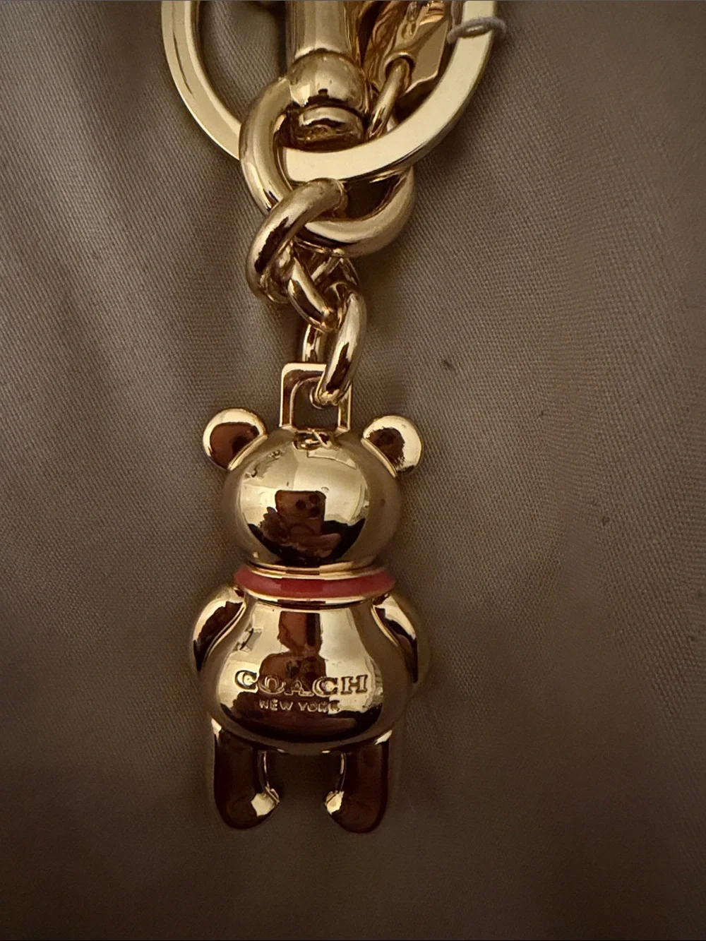 Gold Teddy Bear Keychain - Coach